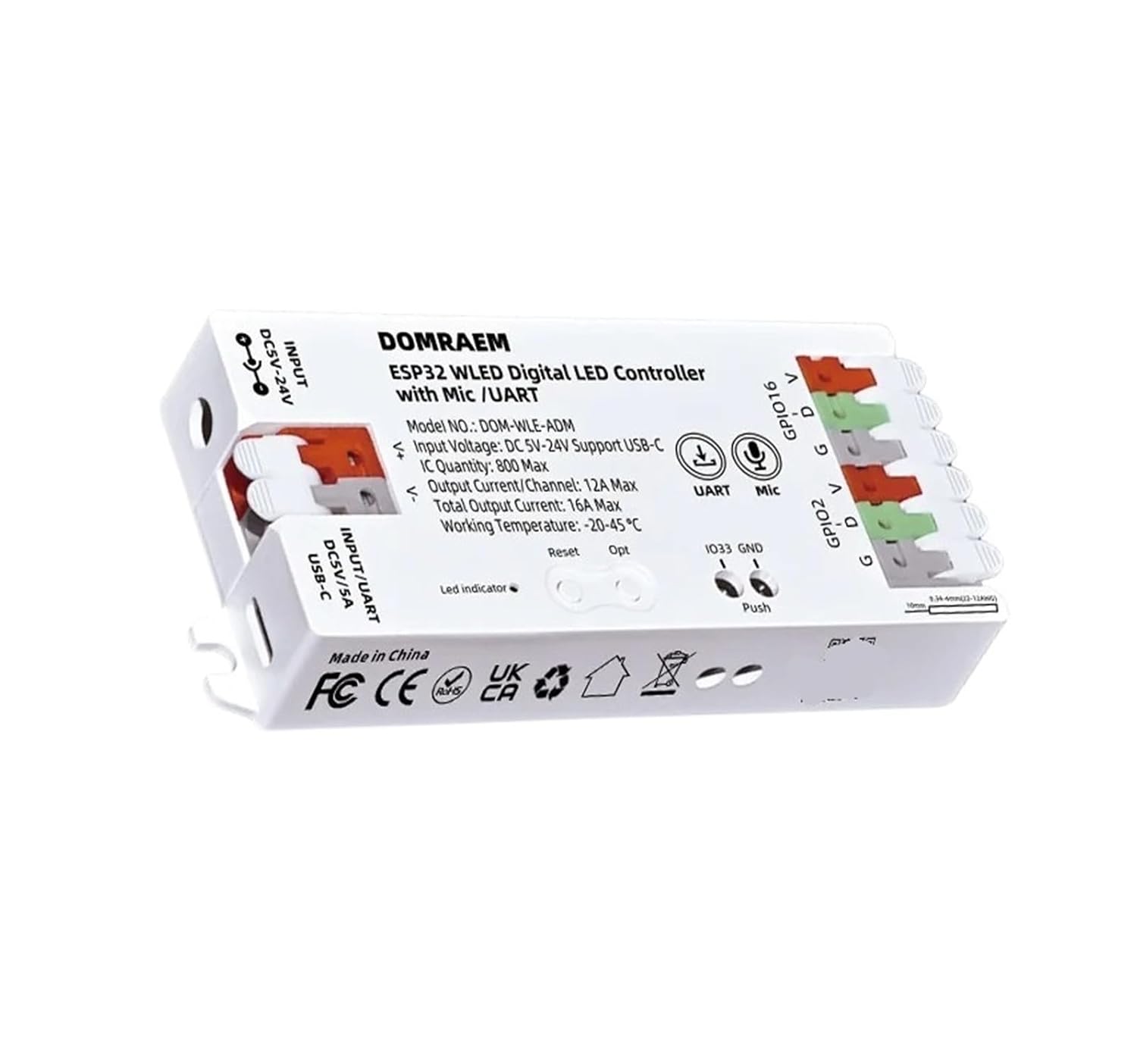 ESP32 WLED LED Controller with Built-in Microphone DIY Dynamic Mode