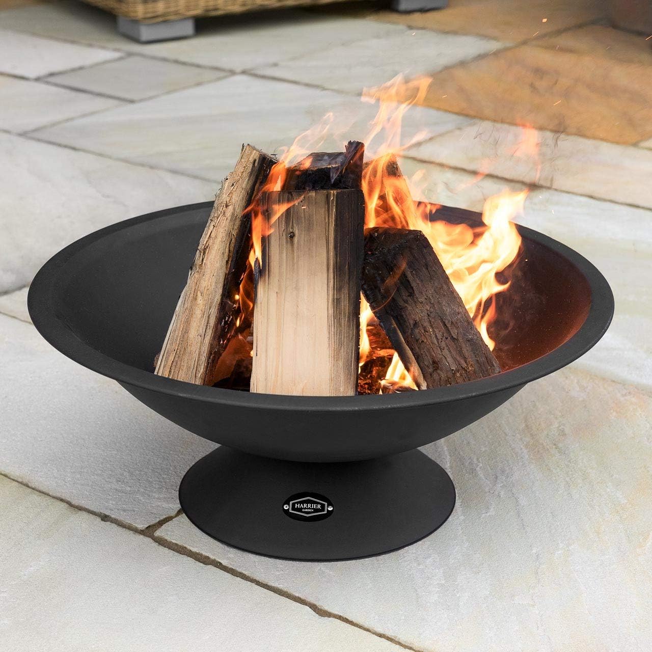 Harrier Outdoor Fire Pits - 5 Styles | Wood & Charcoal | Optional Grill Upgrade | Stylish Fire Bowls (22in)
