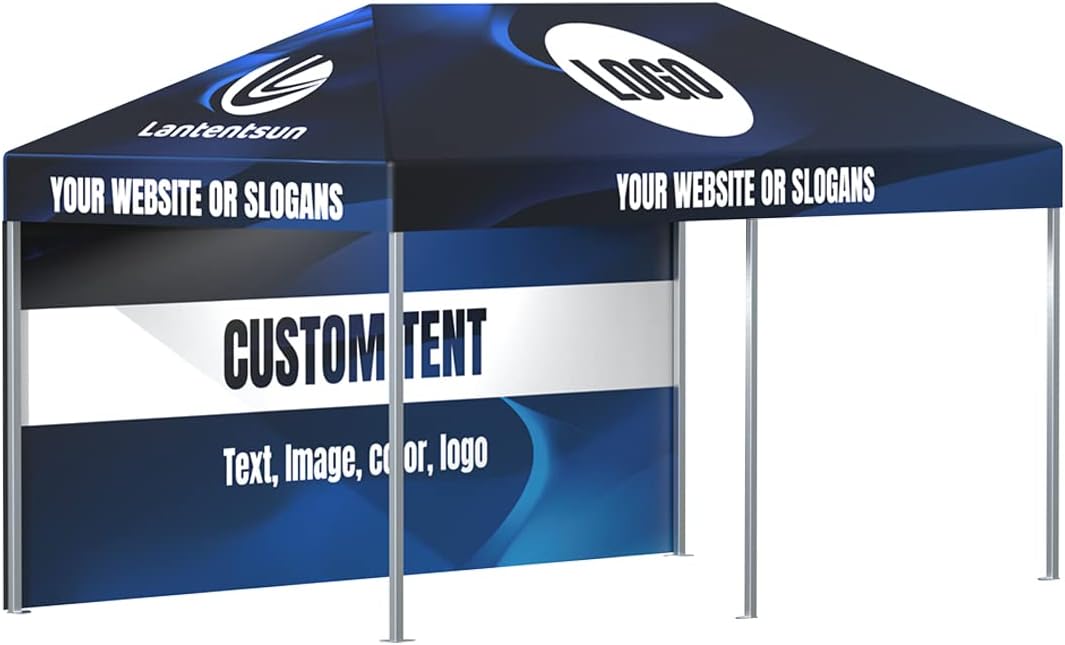 10X20ft Custom Canopy Pop Up Tent Kit for Tradeshow Advertising Gazebos with Wall and Frame - Logo, Color, Words, Pictures