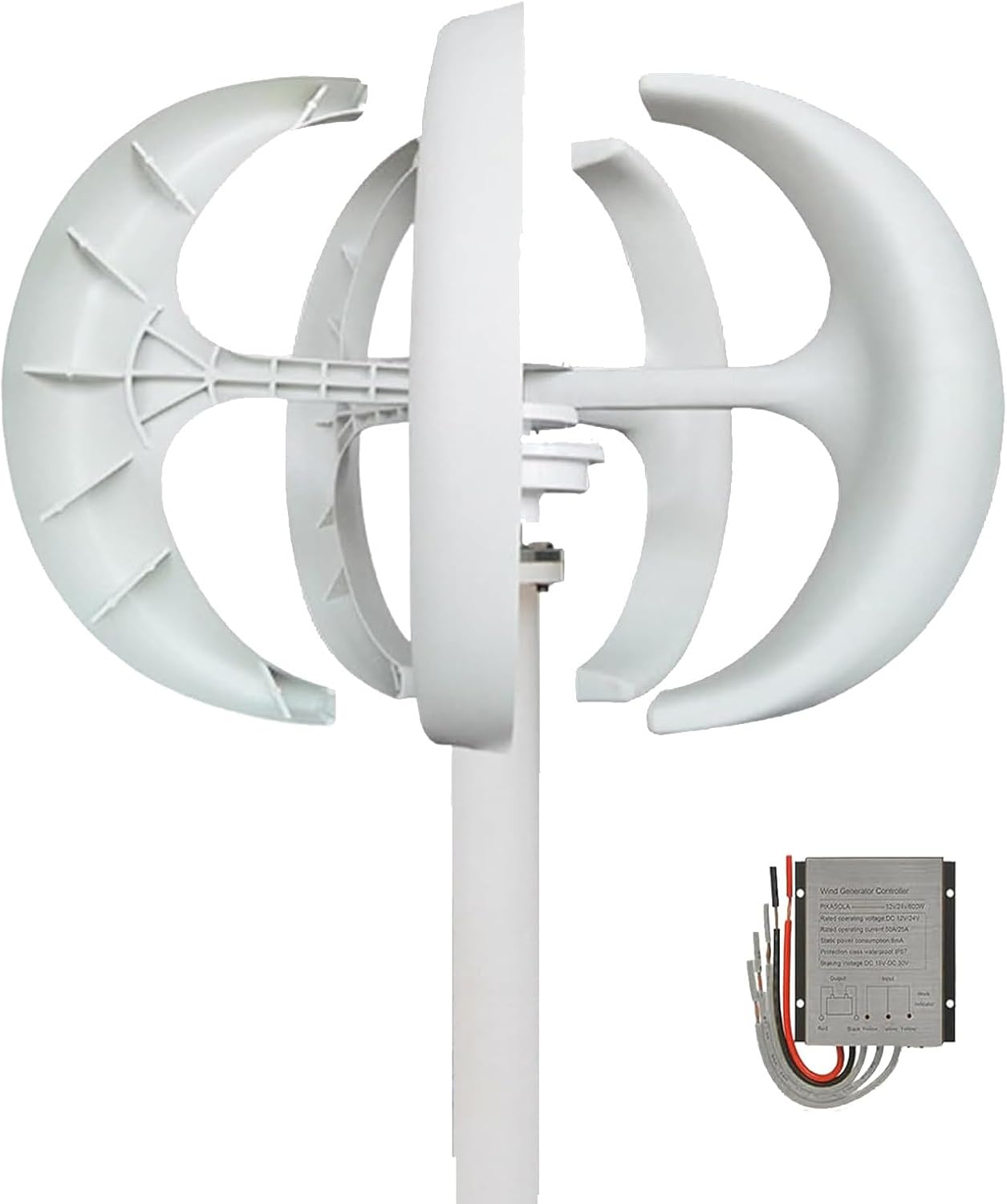 16000W Wind Turbine Generator Kit - 12V/24V/48V Vertical & Horizontal 5-Blade Power System for Home, Boat, Marine, Street Lighting & Monitoring - Eco-Friendly Renewable Energy Solution (Whit