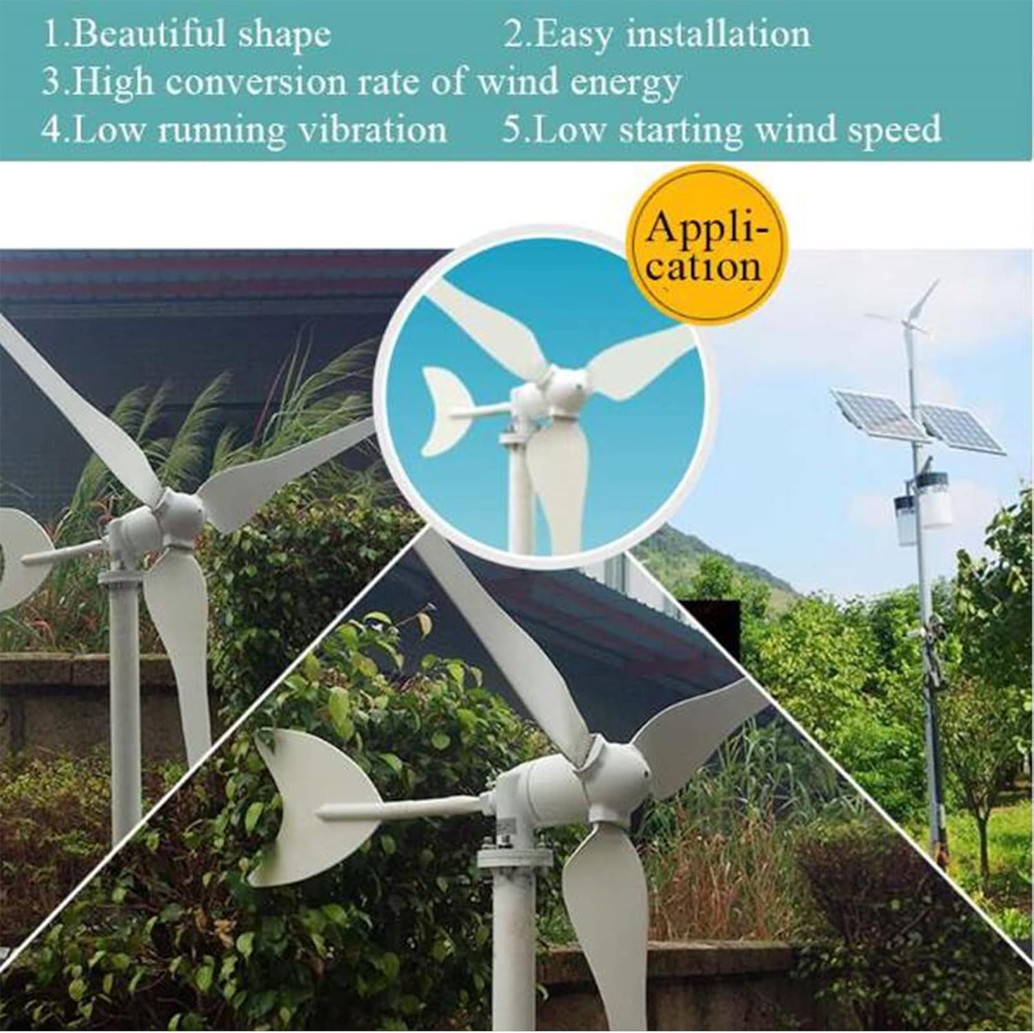 3000W High Efficiency Wind Turbine Off Grid System 12V 24V 48V Output Voltage 220V 230V 240V Home Appliance Power Supply System