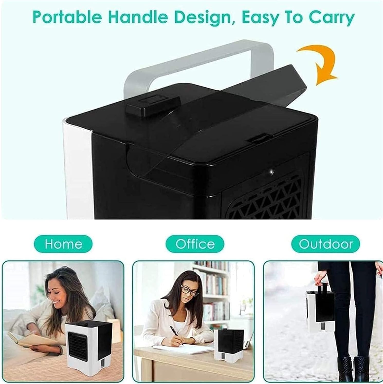 Portable Air Conditioner 3 Speeds Personal Air Conditioner Fan with Ice Tray Noiseless Evaporative Air Cooler for Home Office Room Desktop (White)