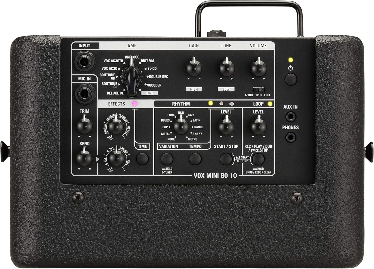 Vox Mini Go 10 1x6.5 inch 10-watt Portable Modeling Guitar Amplifier w/ 9 Amp Voices, 8 FX Types, and USB Battery Power