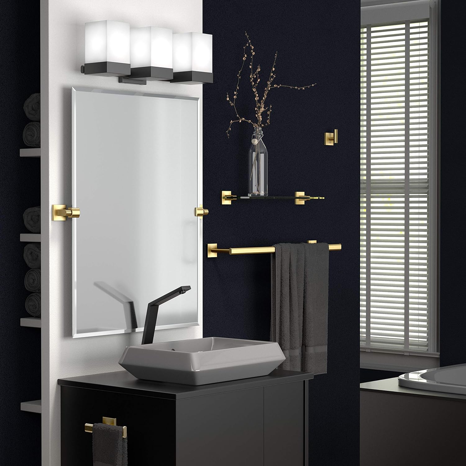 Gatco 4060A Elevate, Towel Bar, 30”, Brushed Brass/Wall Mounted 30 Inch Towel Holder for Bathroom