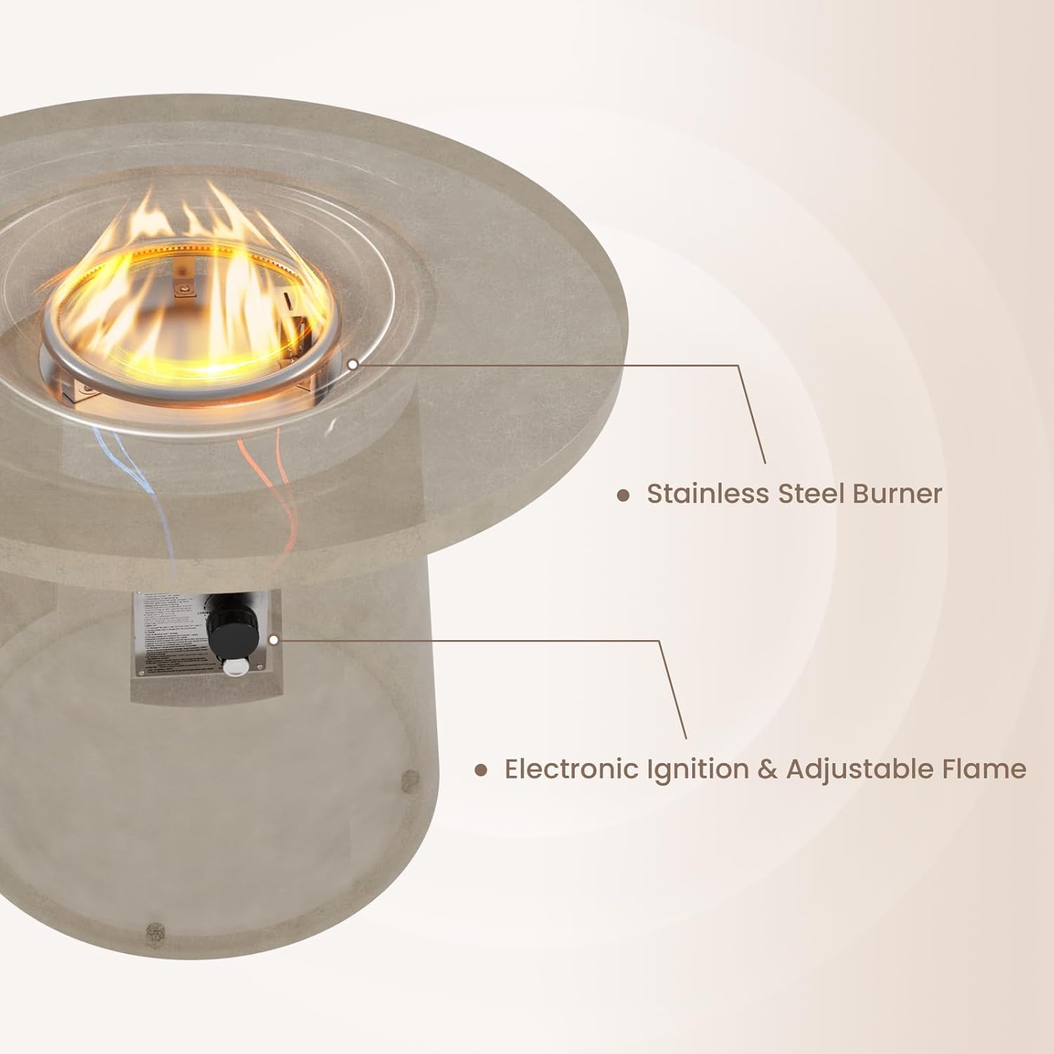 SUNBURY Outdoor Propane Fire Pit Table, 31.5