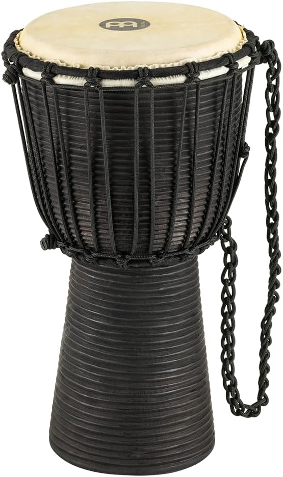 Djembe Hand Drum Circle Instrument, Carved Mahogany Headliner Series — NOT MADE IN CHINA — African Mali Weave Ropes, 2-YEAR WARRANTY
