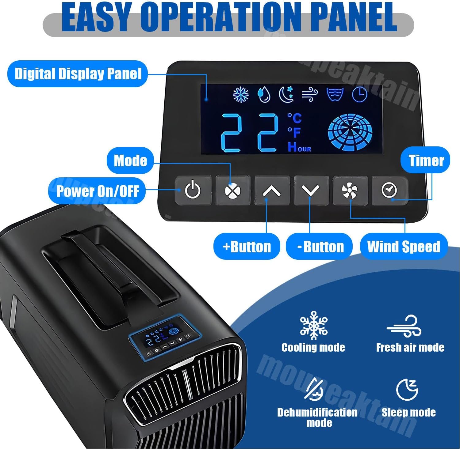 5400BTU/5600BTU Portable Tent Air Conditioner for Outdoor and Indoor Use, 110V Quiet Air Conditoning for Small Rooms, 1500W Fast Cooling Heating for Camping, Van, Rvs,Silver