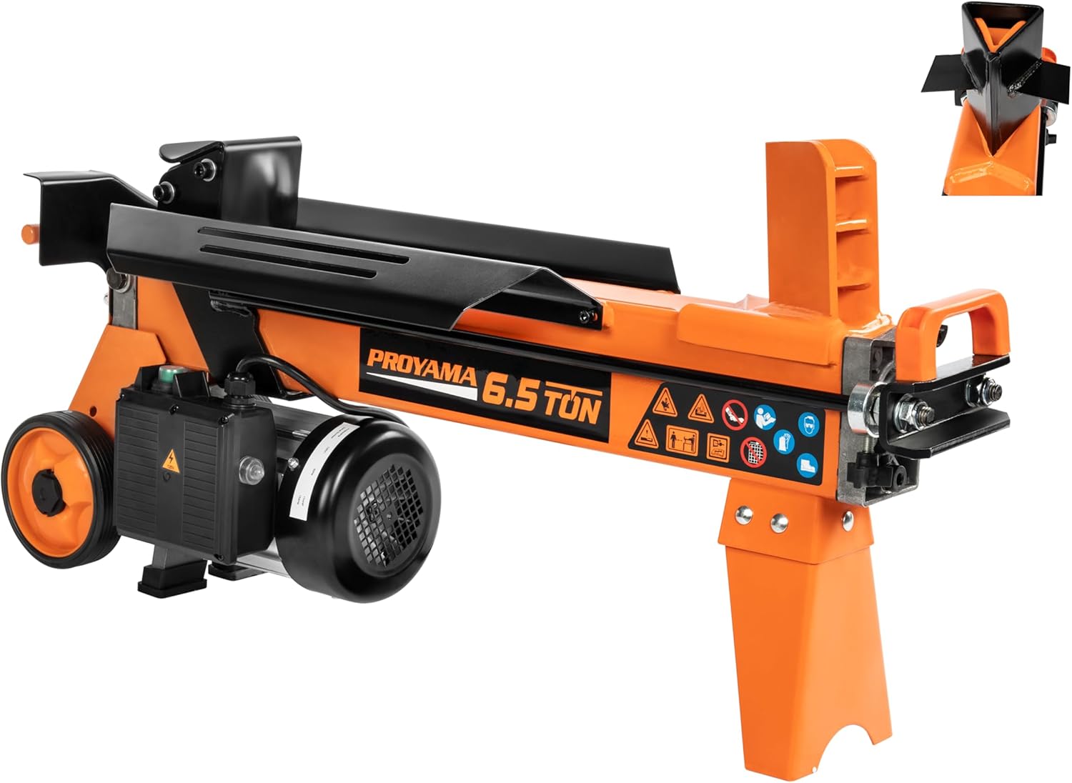 PROYAMA Log Splitter 6.5 Ton, Wood Splitter Electric Powered 15Amp, with Hydraulic Ram, Electric Firewood Splitting Machine, Horizontal