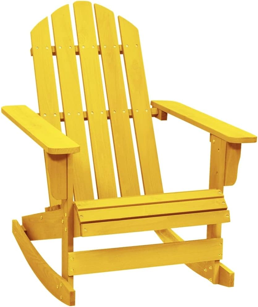 Patio Adirondack Rocking Chair Solid Fir Wood Yellow,Yellow Adirondack Rocking Chair Comfortable and Weather Resistant Patio Furniture Patio Furniture & Accessories, 1