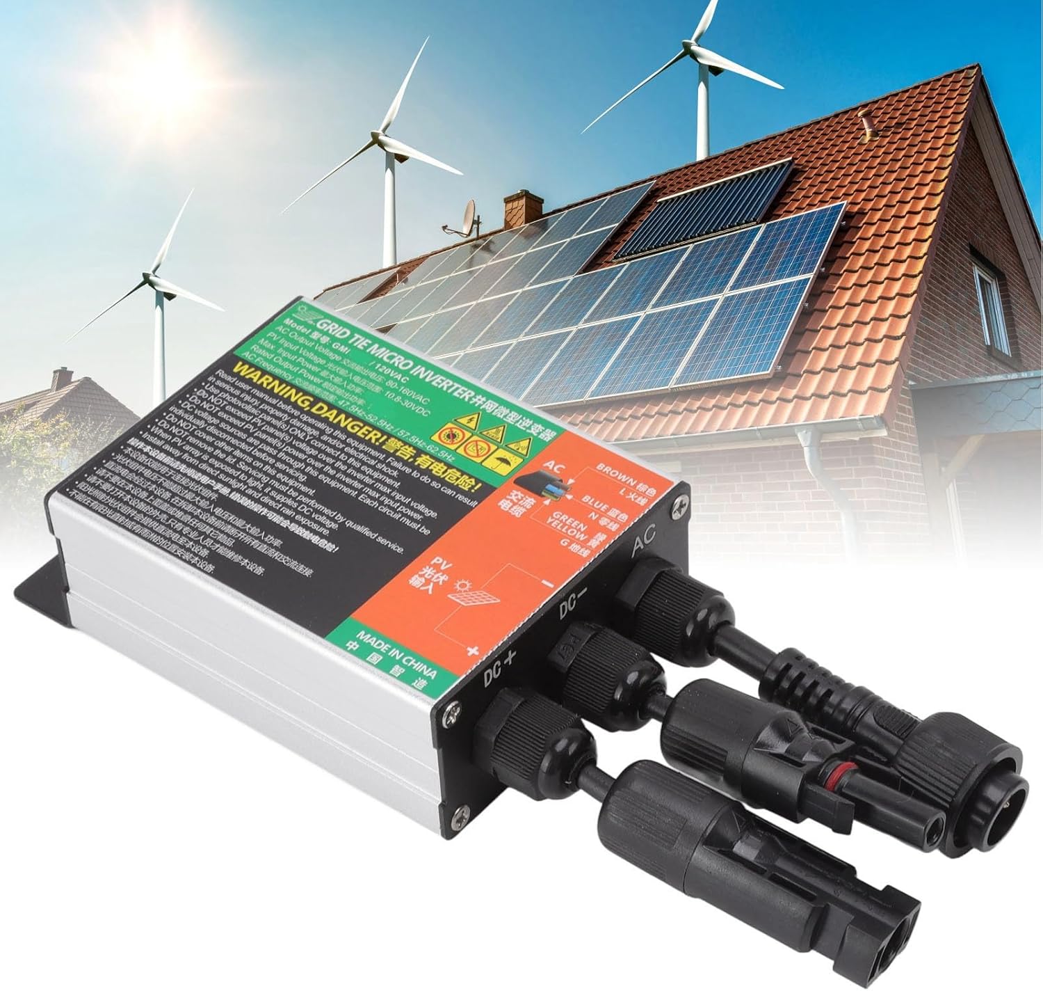 Compact Micro Solar Inverter for Small Solar Systems, Efficient Grid Tie for Proper Electricity Generation, Safety Precautions, Easy Installation - 600W (GMI-150L-AC110V)
