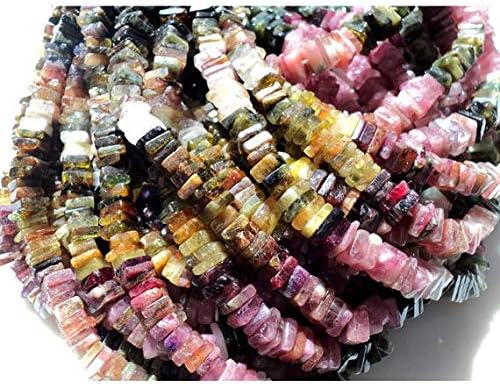 5 strands, tourmaline heishi, tourmaline beads, 5mm beads, heishi spacer bead, heishi bead, 1