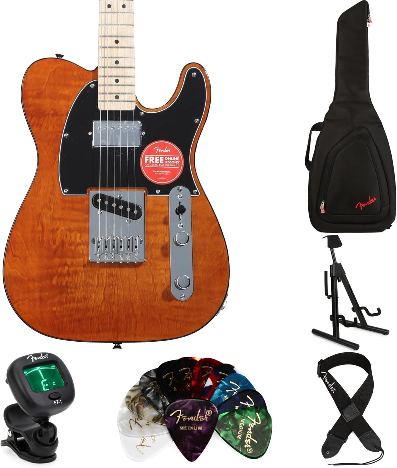 Squier Affinity Series Telecaster Electric Guitar Essentials Bundle - Mocha