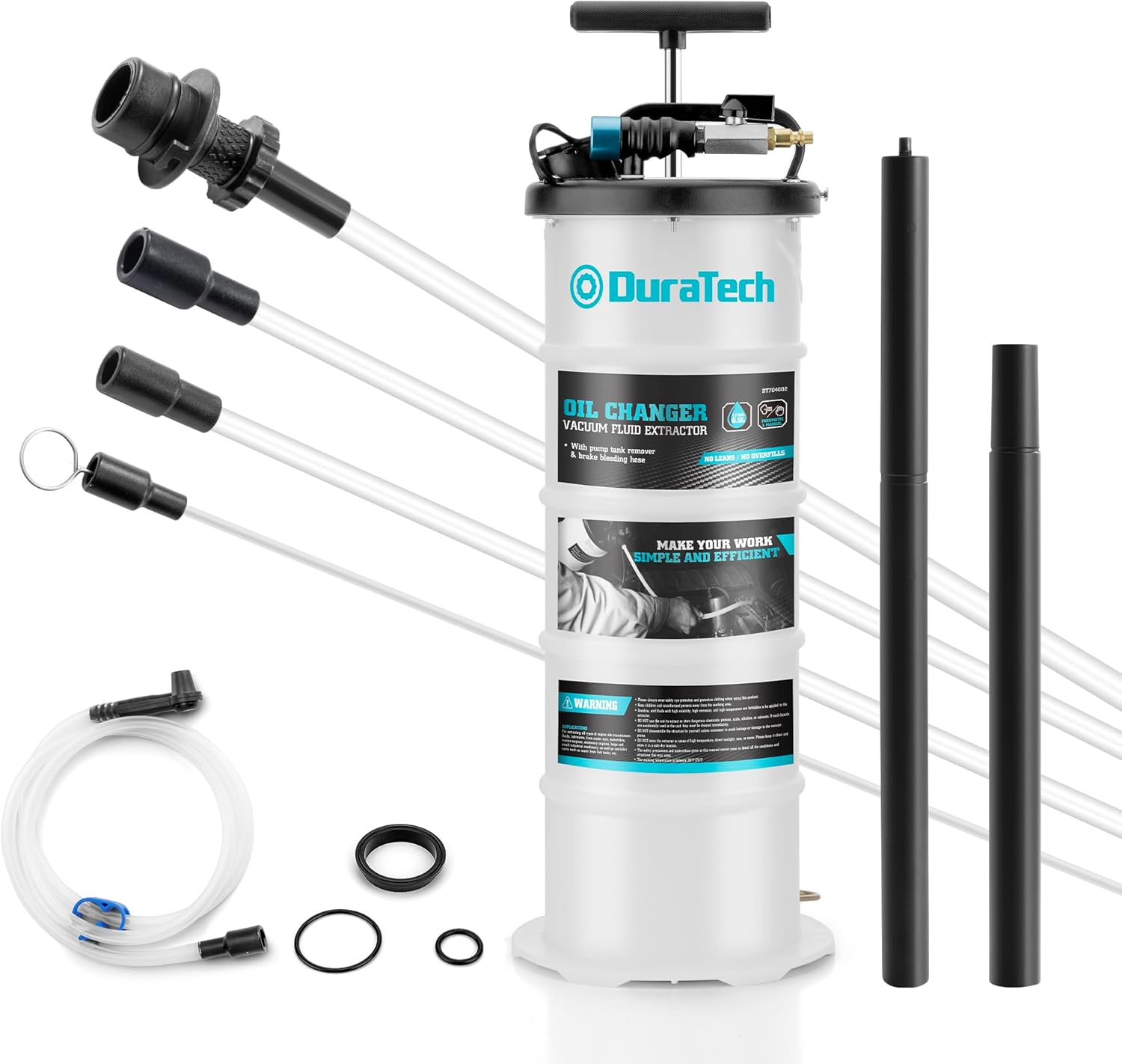DURATECH 6.5L Oil Extractor Pump Pneumatic/Manual, Fluid Extractor with Pipe Storage Units, Oil Vacuum Pump Extractor with Comprehensive Accessories, Automotive Oil Extractor for Oil Change
