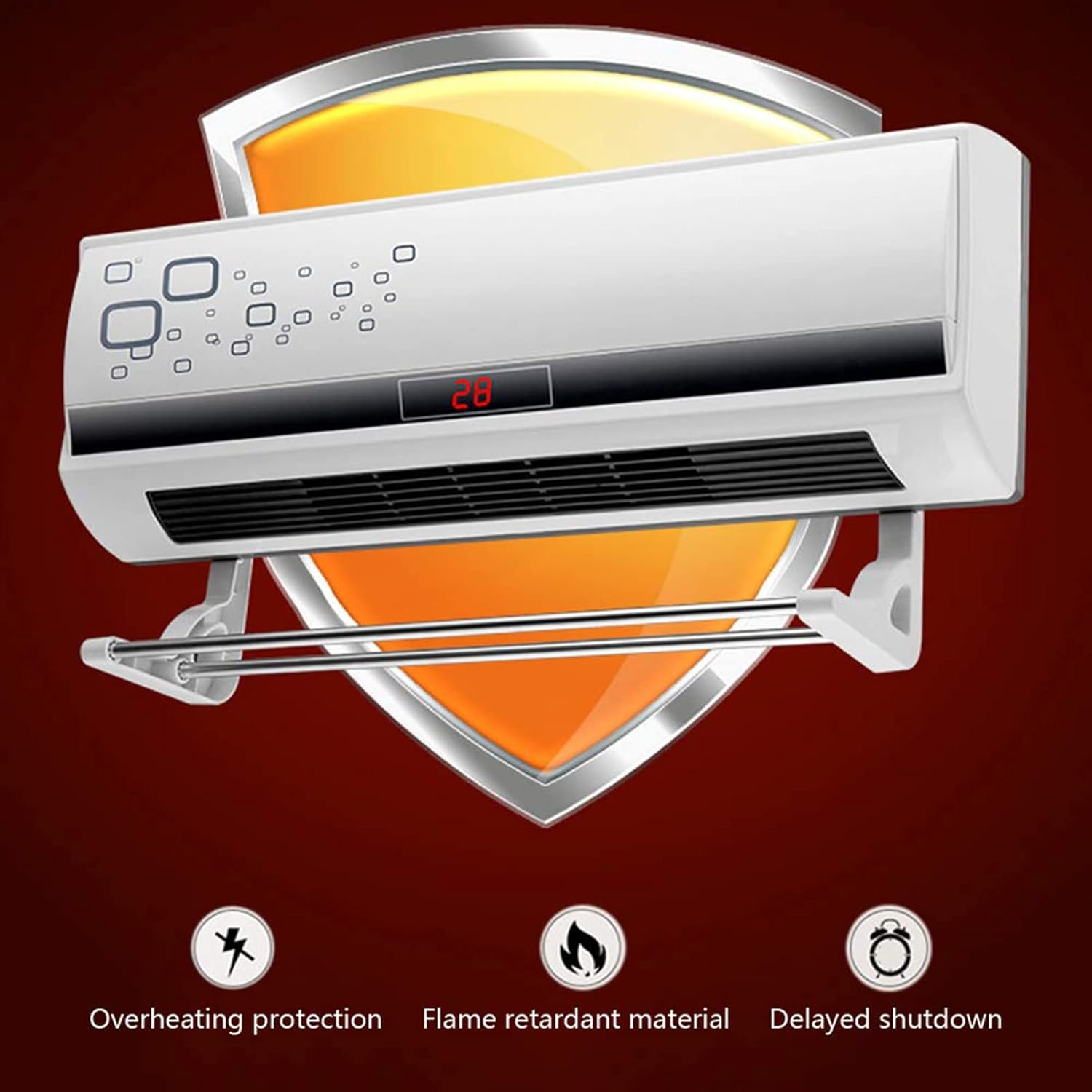 Wall Mounted Indoor Patio Heater, Air Conditioner Bathroom Heater, Air Conditioner with Timer, Indoor Heater with Overheat Shut Off Protection for Patio Use