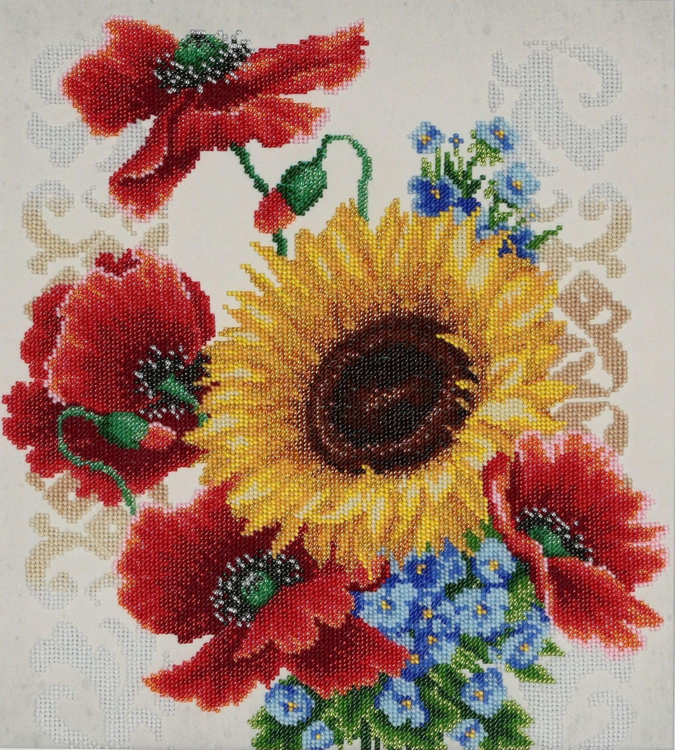 Flowers of The Field; Bead Embroidery kit; Contemporary Embroidery; 100% Glass Seed Beads Preciosa; Needlepoint; Handcraft; Tapestry kit; Needle Arts Decor