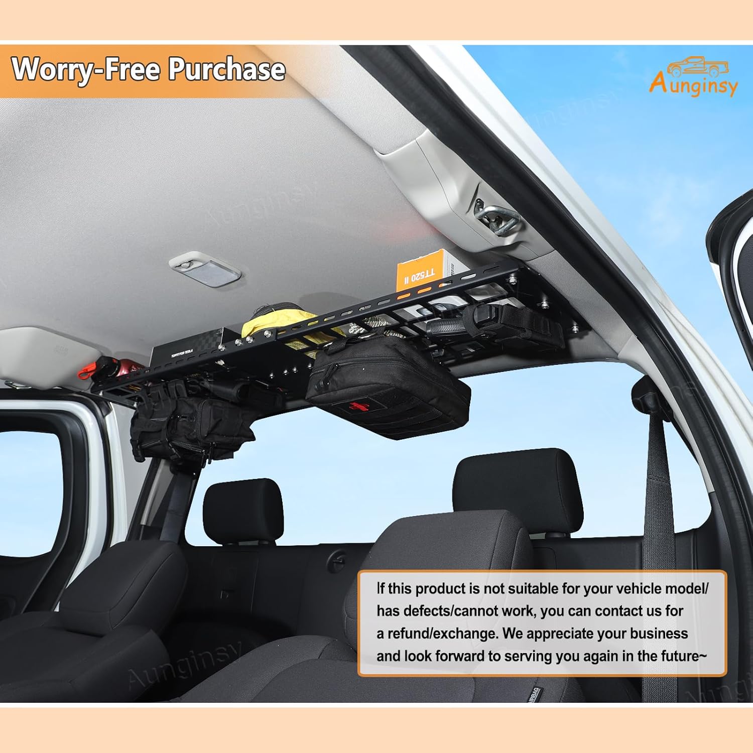 Car Interior Rear Trunk Cargo Rack Basket Tray Compatible with Nissan Frontier 2022-2025 Modular Storage Luggage Carrier Roof Overhead Molle Panel System Shelf Rack Trunk Hanging Organizer Accessories