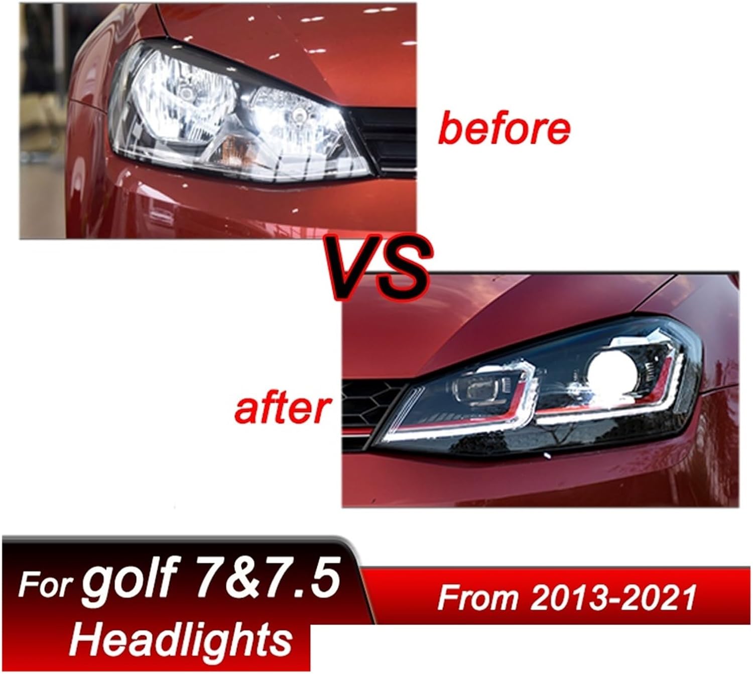 Car LED Headlights Compatible For VW Golf 7 7.5 MK7 R Gti 2013-2021 LED Auto Headlamp Assembly Projector Lens Accessories Kit