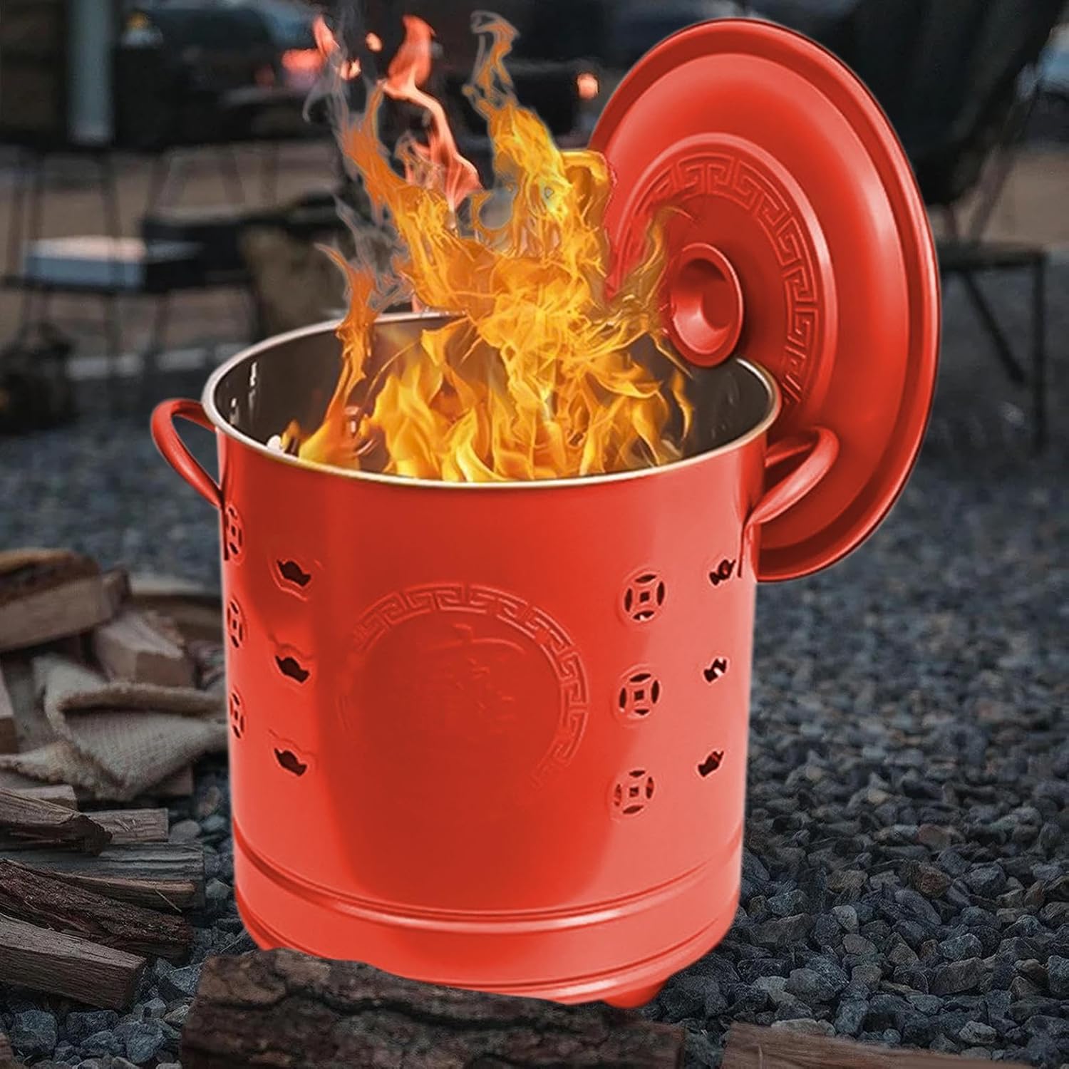 Burn Barrel, Stainless Steel Burning Fire Barrel with Lid, Outdoor Fire Pit for Trash, Paper, Yard, Courtyard, Backyard, Garden, Patio, Camping, and Fireplaces, Durable and Heat-Resistant for Home