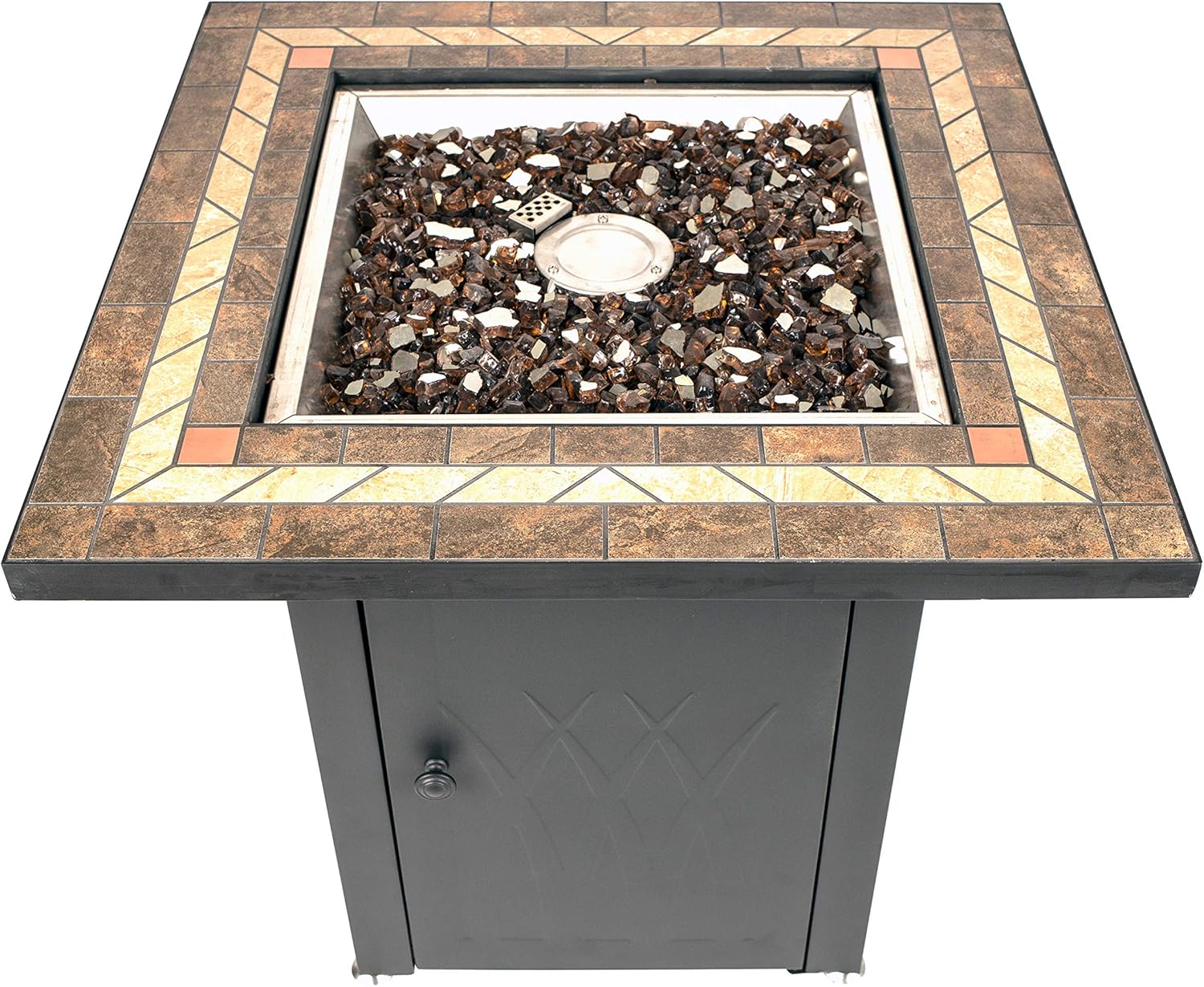 Pleasant Hearth GHP Group OFG824T Atlantis Table Gas fire Pit, Matte Black/Tile Top