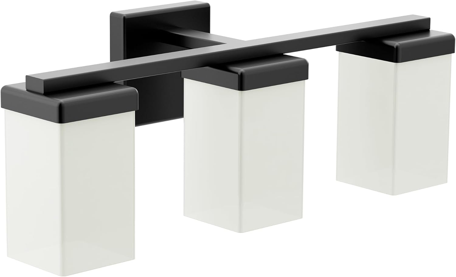Moen 90 Degree Matte Black 3-Light Dual-Mount Bath Bathroom Vanity Light Fixture with Frosted Glass, YB8863BL