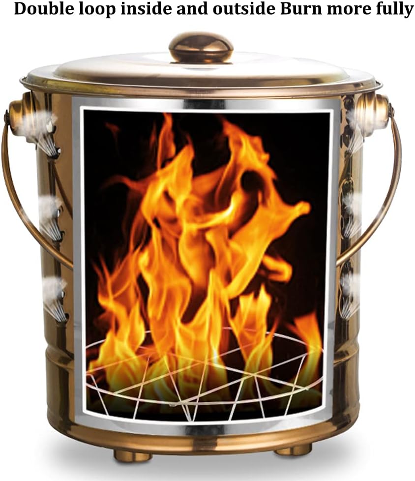 JNYB 1 Set Stainless Steel Burn Barrel Incinerator Cage Barrel Fire Pit Garden Fire Cage Yard Debris Bin for Paper Leaf Trash Wood Backyard Bonfire,Gold,32x35cm