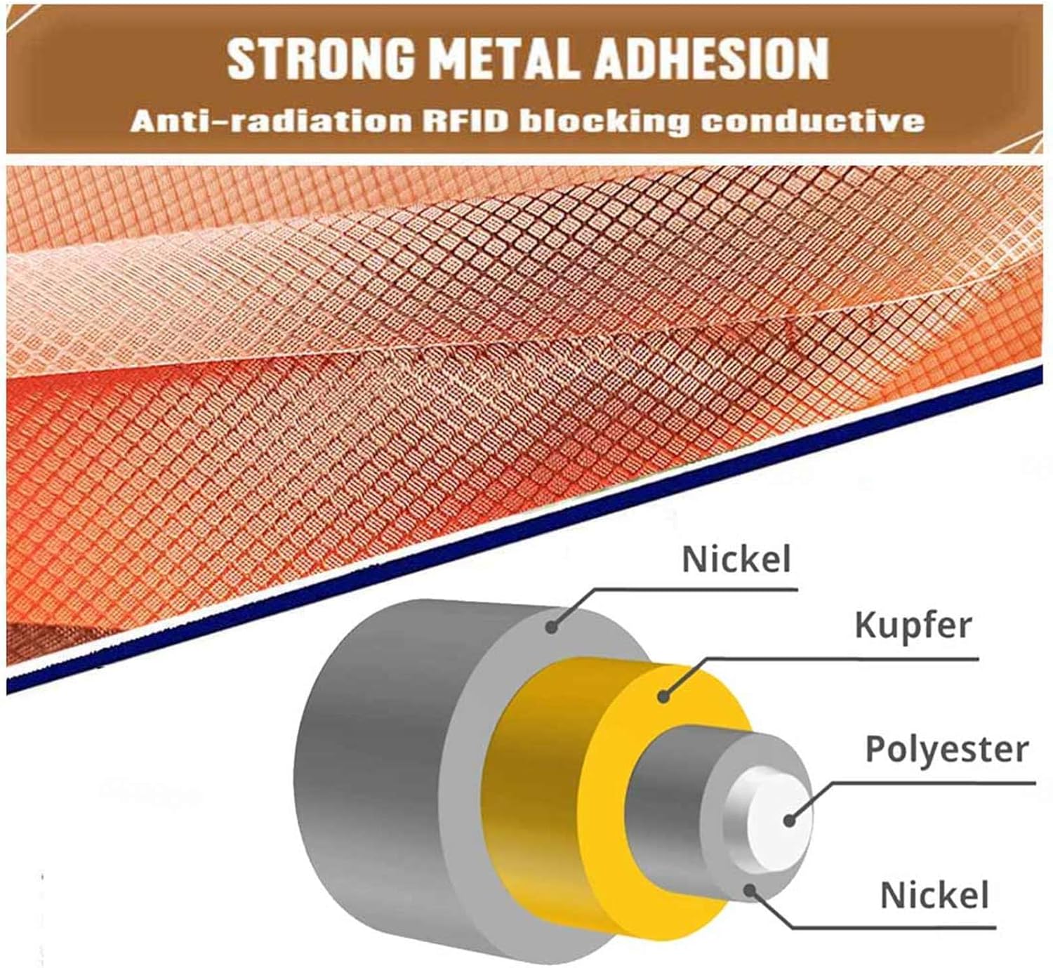 Faraday Cloth EMP Proof for Generators Faraday Cage for Generator Conductive Material Cover for WiFi, Cell, Bluetooth, RFID, Shields RF,gold-9x1.1m