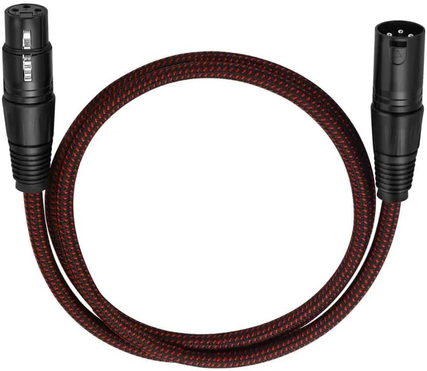 Floral Braided XLR Cable Male to Female 3 Pin Jack OFC Copper Foil + Braided Shield for Amplifier Microphone Mixer 6 Pack