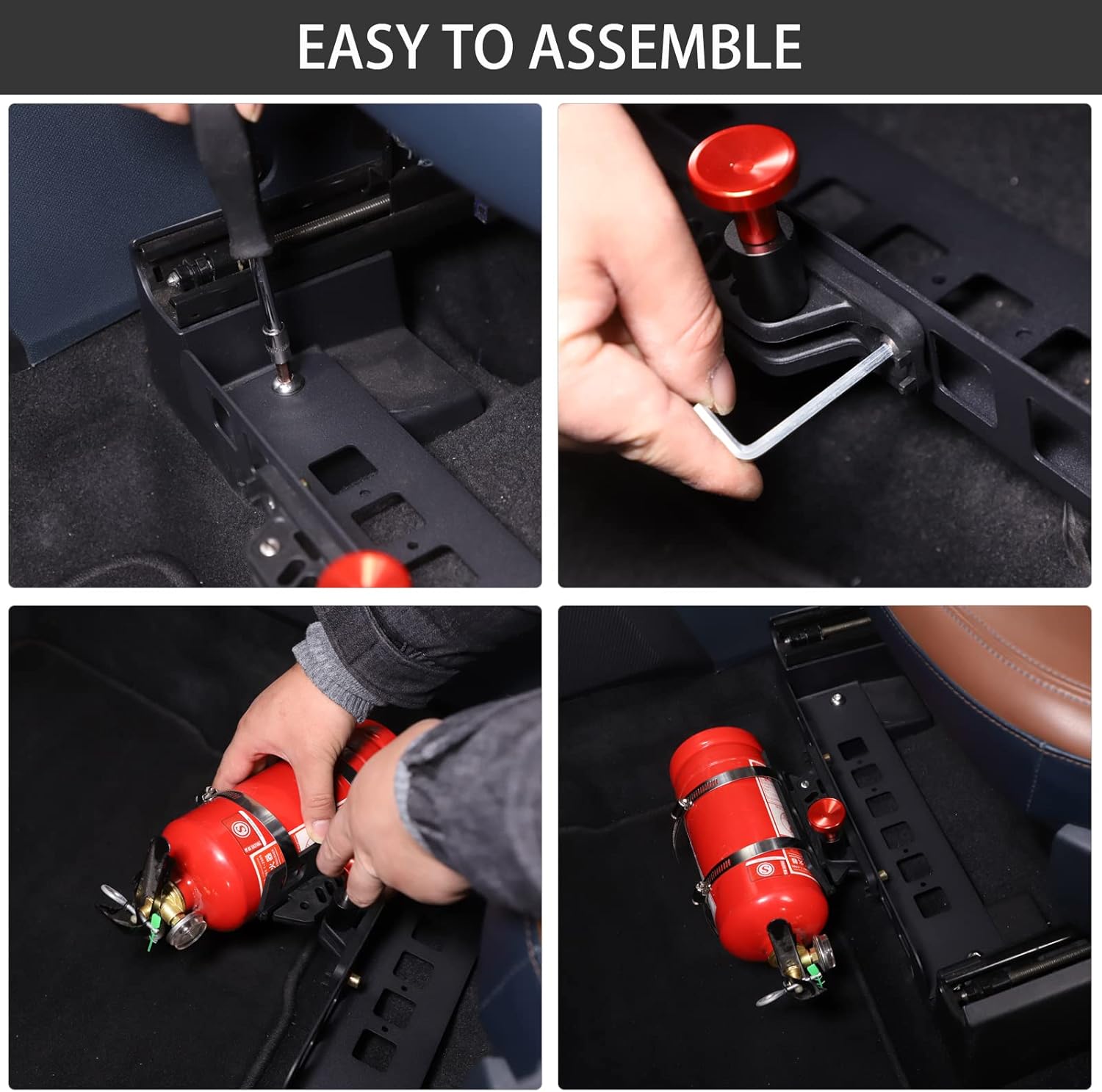 Under Seat Quick Release Roll Bar Fire Extinguisher Mount Bracket Compatible with Ford Maverick 2022-2025,Adjustable 2 Clamps Fire Extinguisher Bottle Tie Bracket Billet Aluminum Interior Accessories
