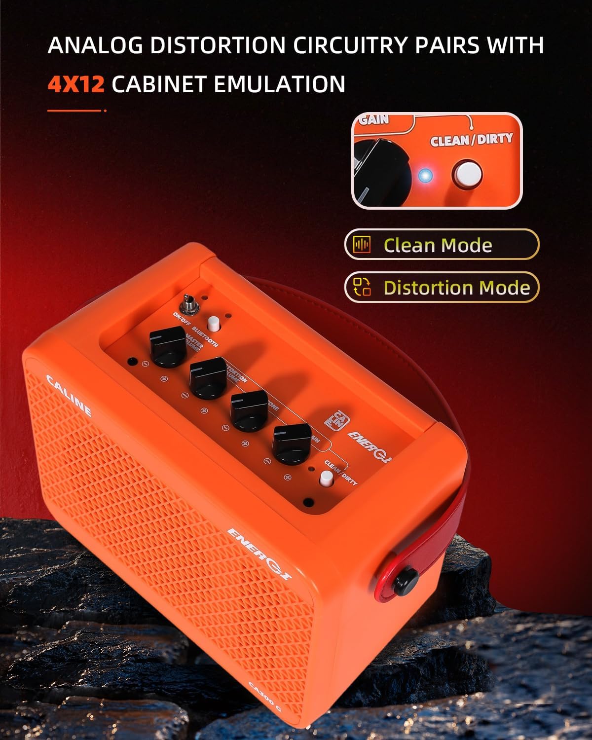 Caline 15W Electric Guitar Amp,Portable Practice Guitar Amplifier with Clean Distortion Effects,Small Bluetooth 5.3inch Speaker Amps for Electric Guita