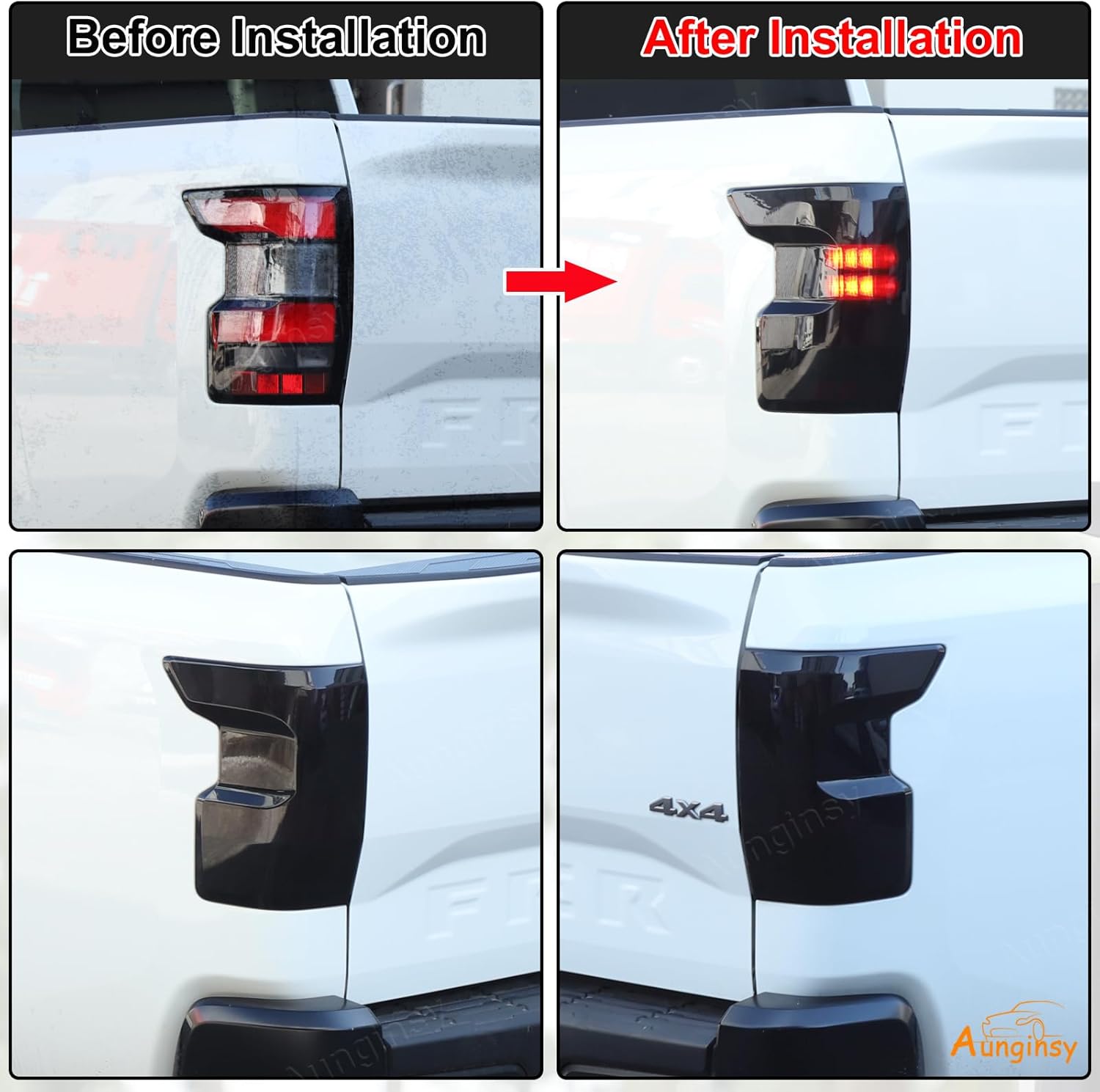 Aunginsy Tail Light Lamp Cover Compatible with Nissan Frontier 2022-2025 Rear Taillight Lamp Cover Shell Shade Smoked Black Frame Bezels Trim Cover Rear Headlight Protection Cover Exterior Accessories