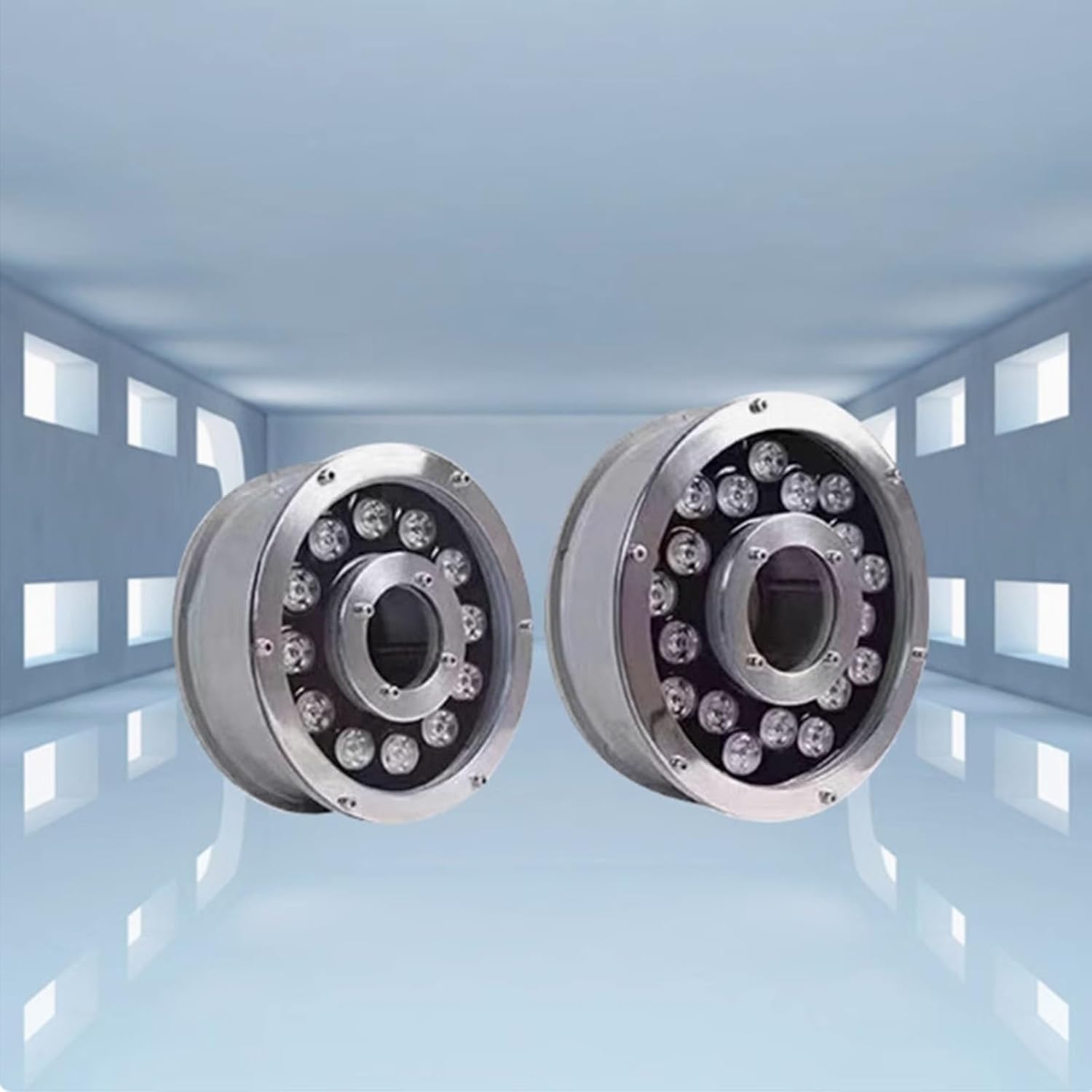 Submersible LED Lights - Underwater Spotlight - Pool Spotlights, 12V/24V LED Ring Underwater Fountain Light, IP68 Waterproof Stainless Steel Garden Spotlight, 1Pcs(Blue,18W(12V))