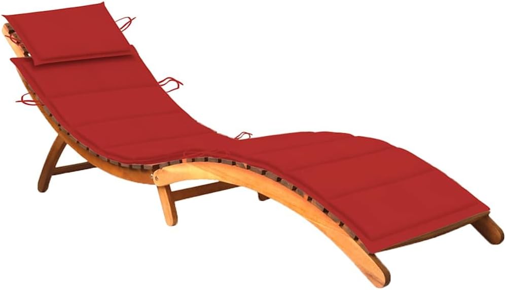 Patio Lounges Patio Sun Lounger with Cushion Solid Acacia Wood