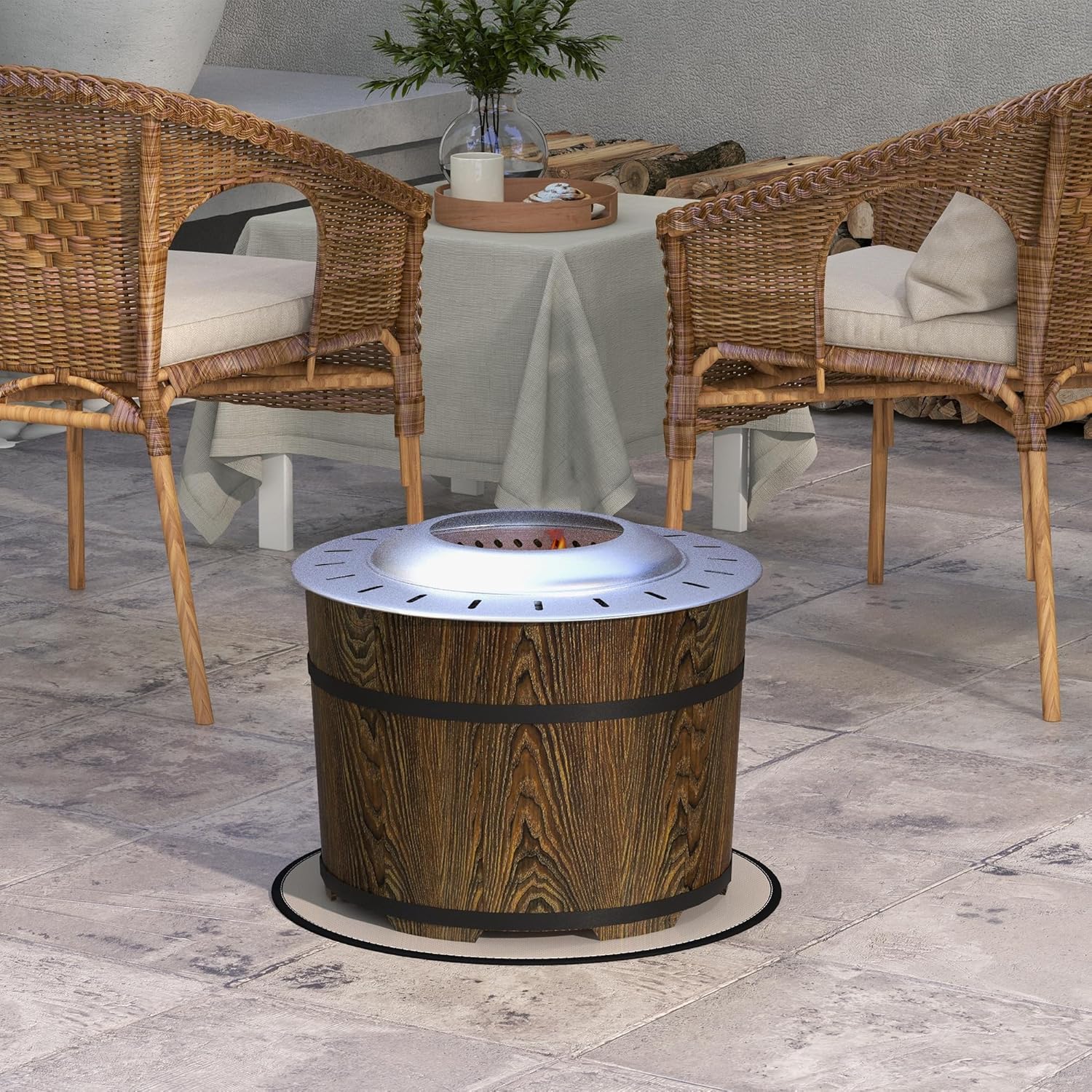 Smokeless Fire Pit with Fireproof Mat, 20