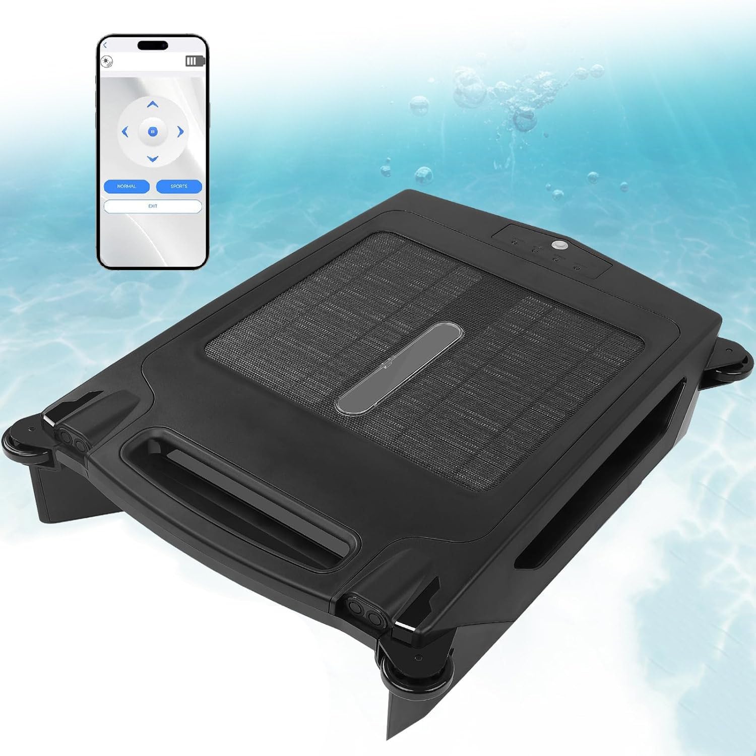 Solar Powered Automatic Robotic Pool Skimmer Cleaner, with Obstacle Avoidance Daytime ＆ Overnight Continuous Cleaning, for All Swimming Pool
