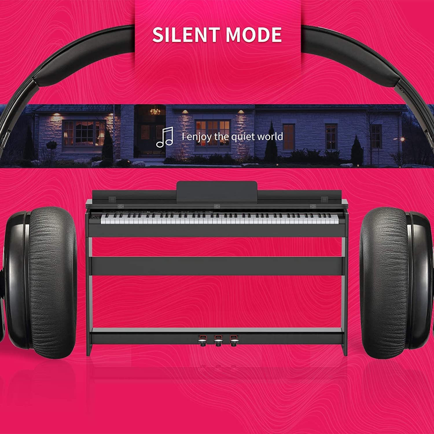 Setting 88-Key Weighted Digital Piano, Electric Upright Piano with 3-Pedal Unit Board, LCD Screen, Multi-Functional Full Size and Power for Beginner/Adult (Black without Bench) 53.5 x 29.9 12.2 Inch