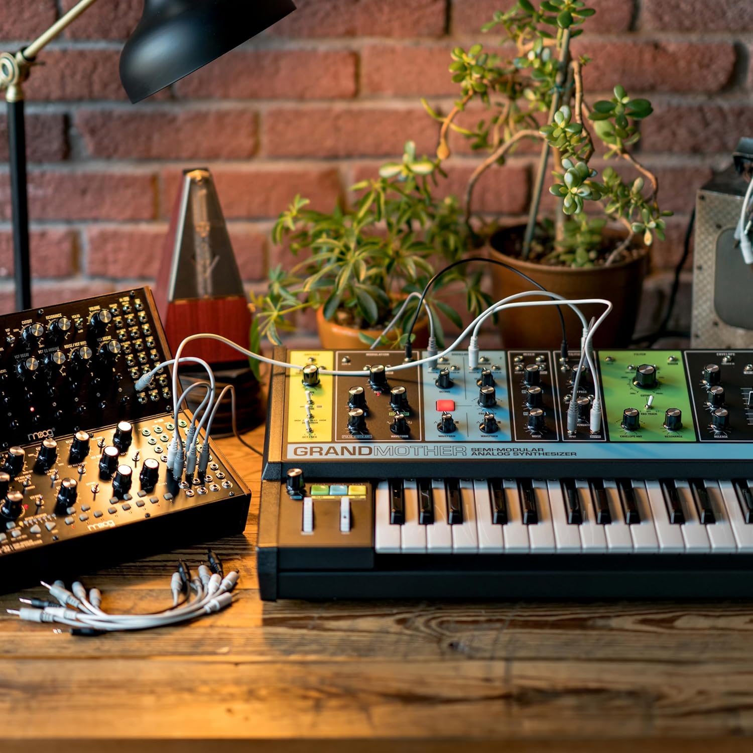 MOOG Grandmother Semi-Modular Analog Keyboard Synthesizer with 32 Keys, Built-In Arpeggiator, Sequencer and Spring Reverb Tank