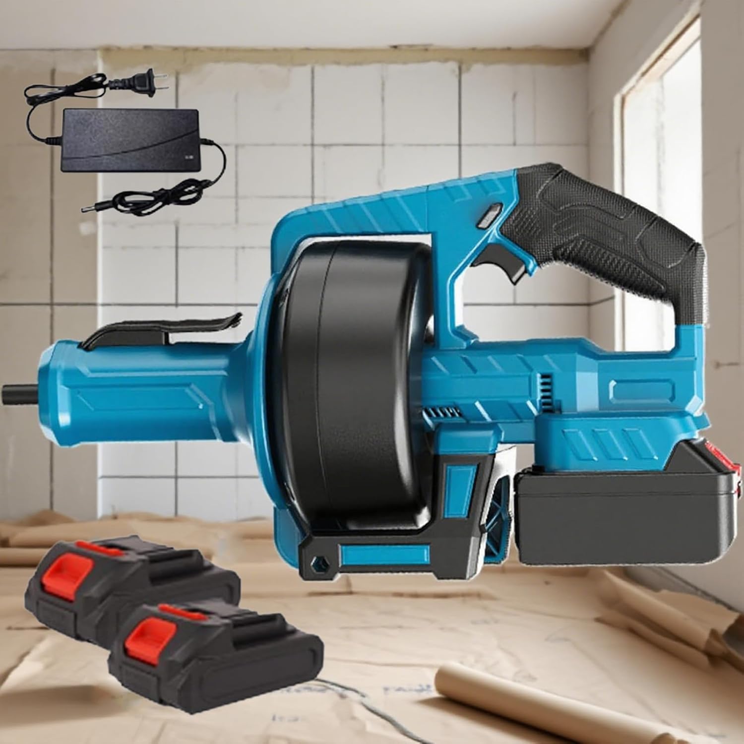 610 RPM Pipeline Dredging Machine, Lithium Battery Pipe Cleaning Machine, Cable Length 7000mm, Portable Toilet Plunger with Continuously Variable Speed, for Kitchen, Bathroom, Toilet, Sewer