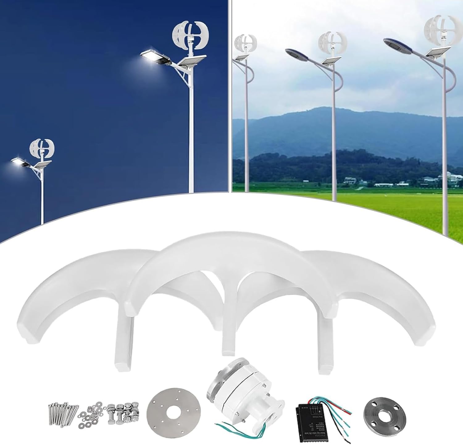 12000W Wind Turbine Generator Kit, 12V/24V/48V/72V/110V/220V, Complete Hybrid Solar Wind System with Controller, High-Efficiency Wind Power Generator, Ideal for Off-Grid Use