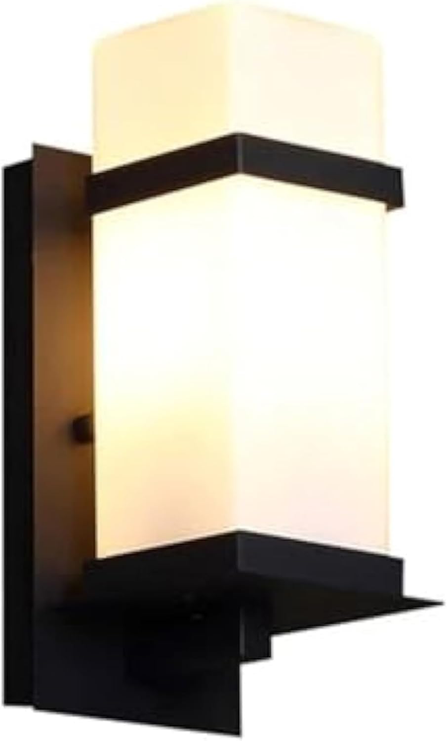 Modern Wall Lights Metal Wrought Iron Milky Glass Waterproof LED Square Outdoor for Courtyard Balcony Porch Villa Bedside Wall Mount Lamp Wall Lighting Fixtures