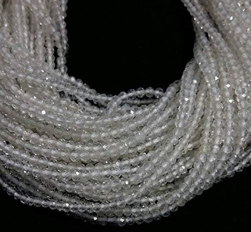 13 inch natural beads strand of 2-2.5mm faceted rondelle crystal quartz gemstone beads for DIY jewelry - necklace, bracelet, earring, ring.