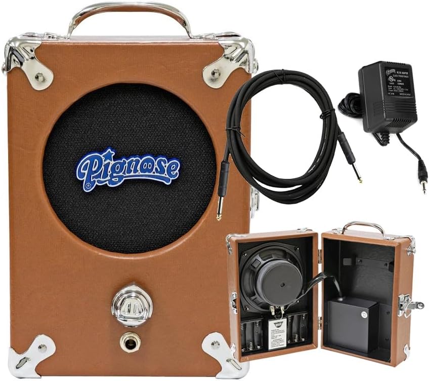 Pignose Legendary 7-100 Portable Guitar Amplifier with Tonebird Bundle Featuring AC Power Supply, Cable, Can Operate on Batteries - Brown Tolex Finish BR