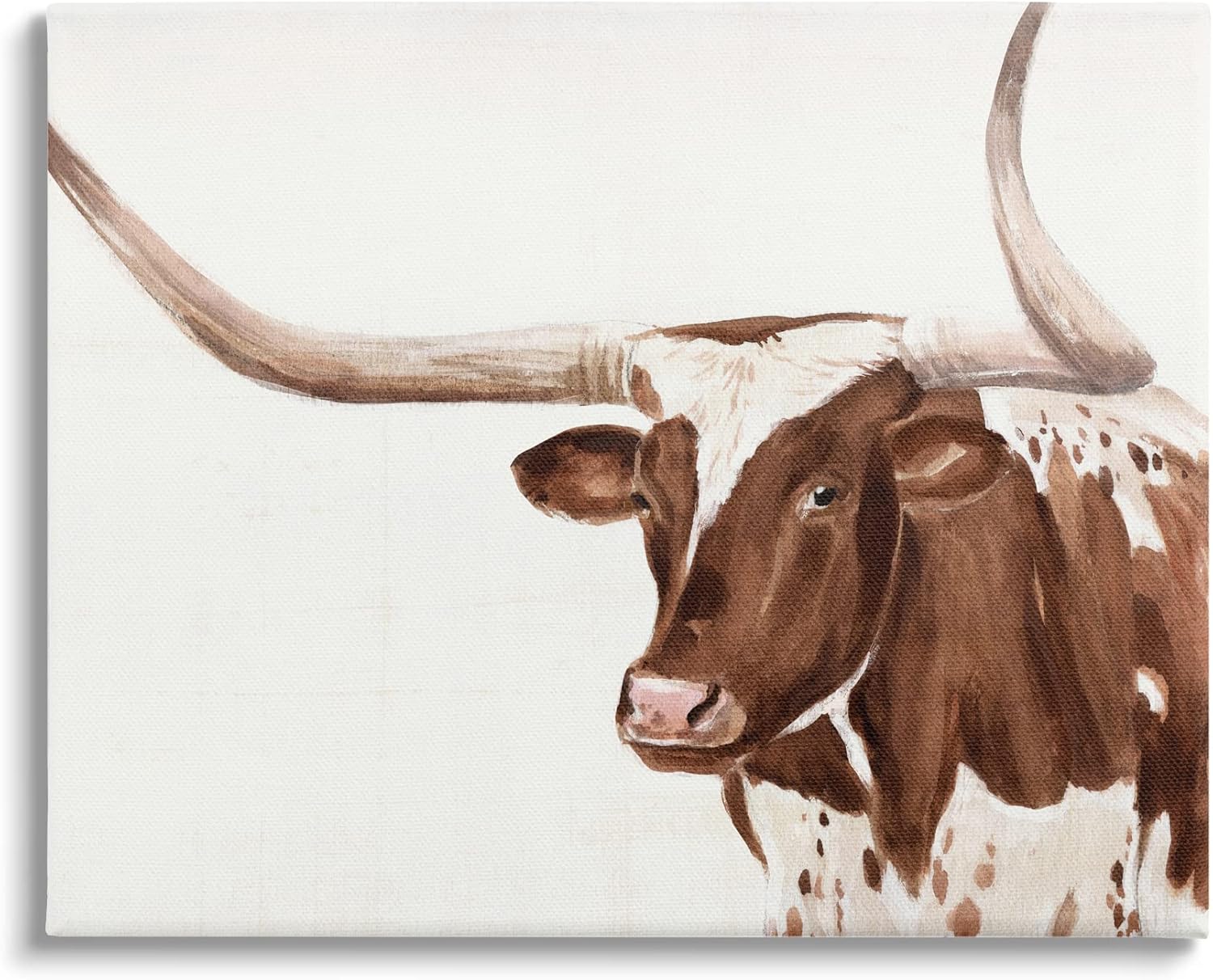 Stupell Industries Brown Spotted Longhorn Cow Cattle Farm Illustration, Design by Annie Warren