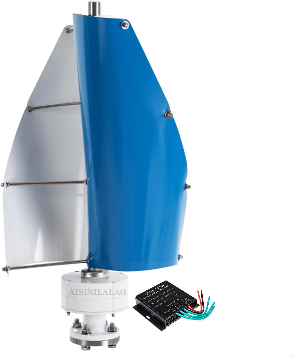 3000W Spiral Wind Power Generator W/Controller 2 Blade, No Noise Vertical Axis Wind Turbine Kit, for Wind and Solar Power Generation(12V 24V 48V)