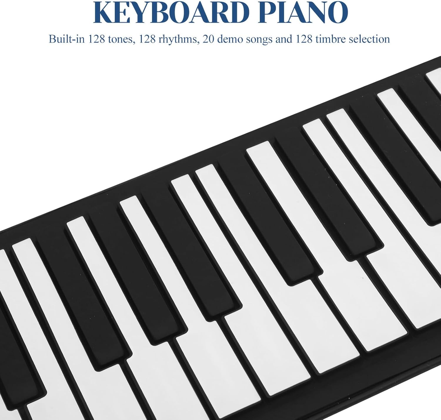 Generic Key Foldable Silicone Piano Keyboard for Beginners and Adults Portable Electronic Musical Instrument with Built-in Speaker Recording Tones USB Connectivity for Music Learning and