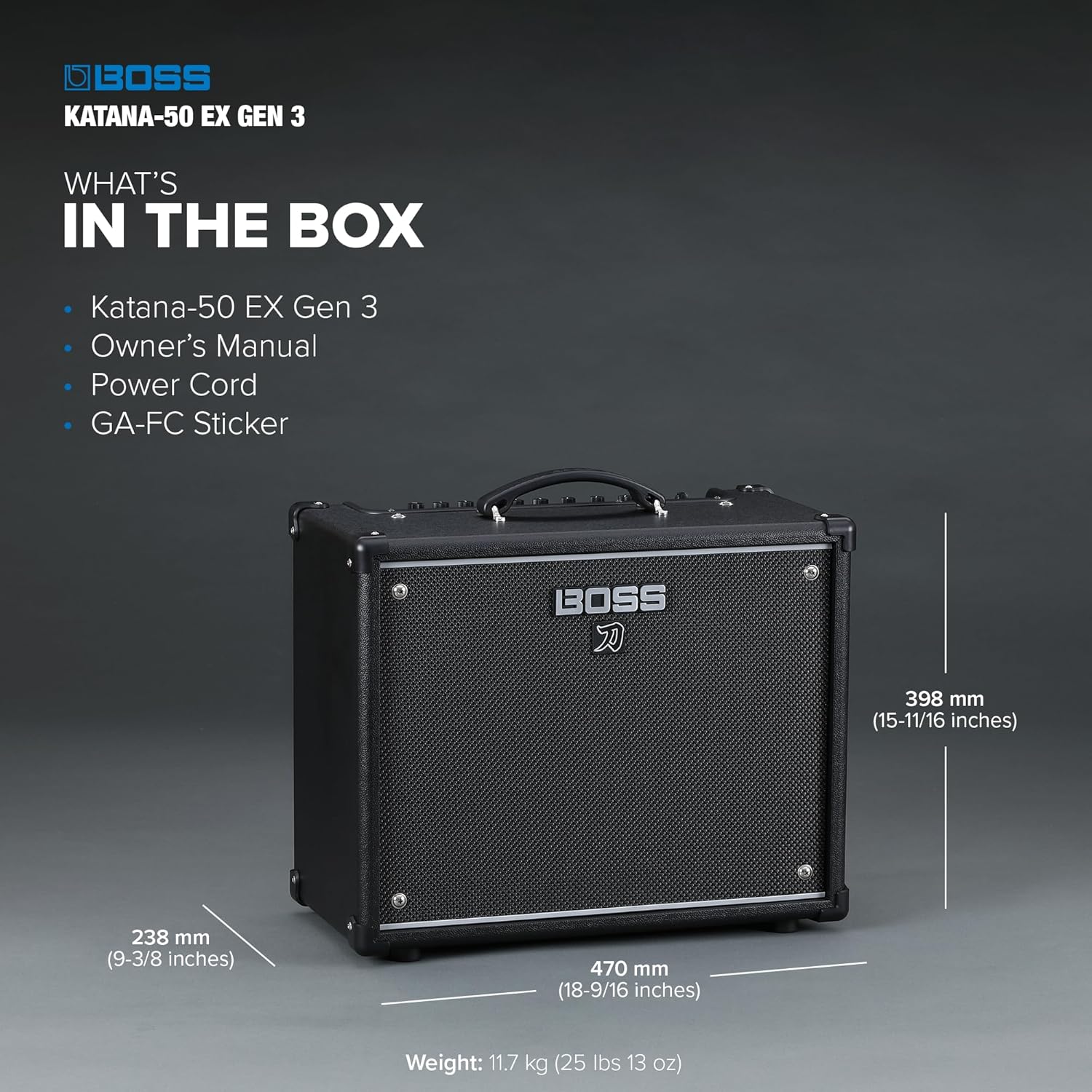 BOSS Katana-50 EX Gen 3 Guitar Amplifier | Compact 50-Watt Combo Amp Expanded for Live Performers | Upgraded Custom 12-Inch Speaker | Line Out & Stereo Expand | GA-FC/GA-FC EX Foot Controller Support