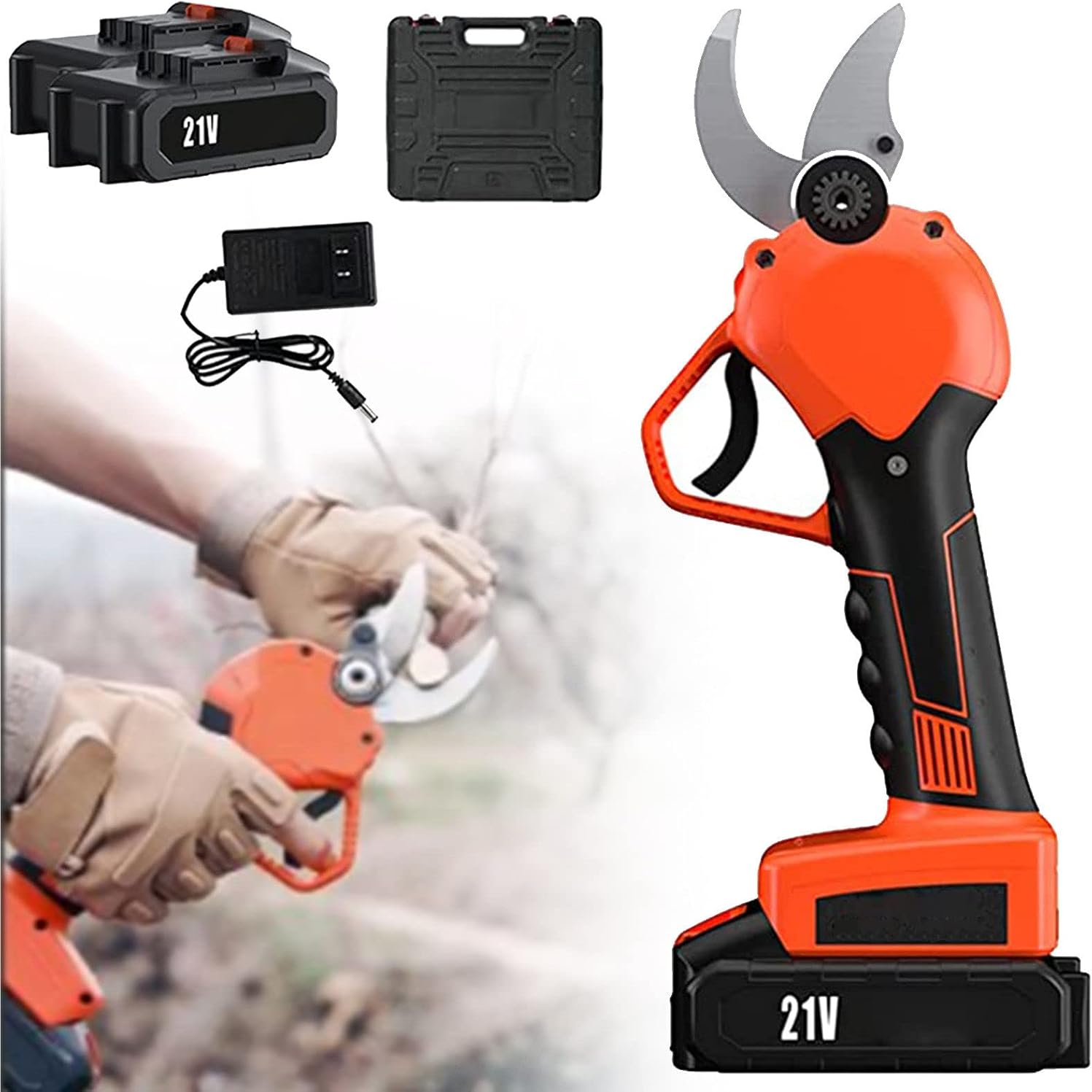 Electric Secateurs,Electric Pruning Shears,Electric Branch Cutter with Battery and Charger,Cordless Pruner,30mm (1.18 Inch) Max Cutting Diameter for Hedge,Bush,Orchard,2*Battery