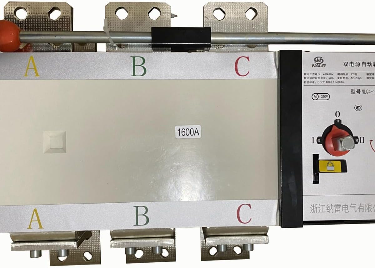 Double Power Automatic Transfer Switch NLQ4-1600A4P Dual Power Automatic Transfer Switch self-Starting Generator Two-Input one-Output fire Protection Type(NLQ4-1600A/4P)
