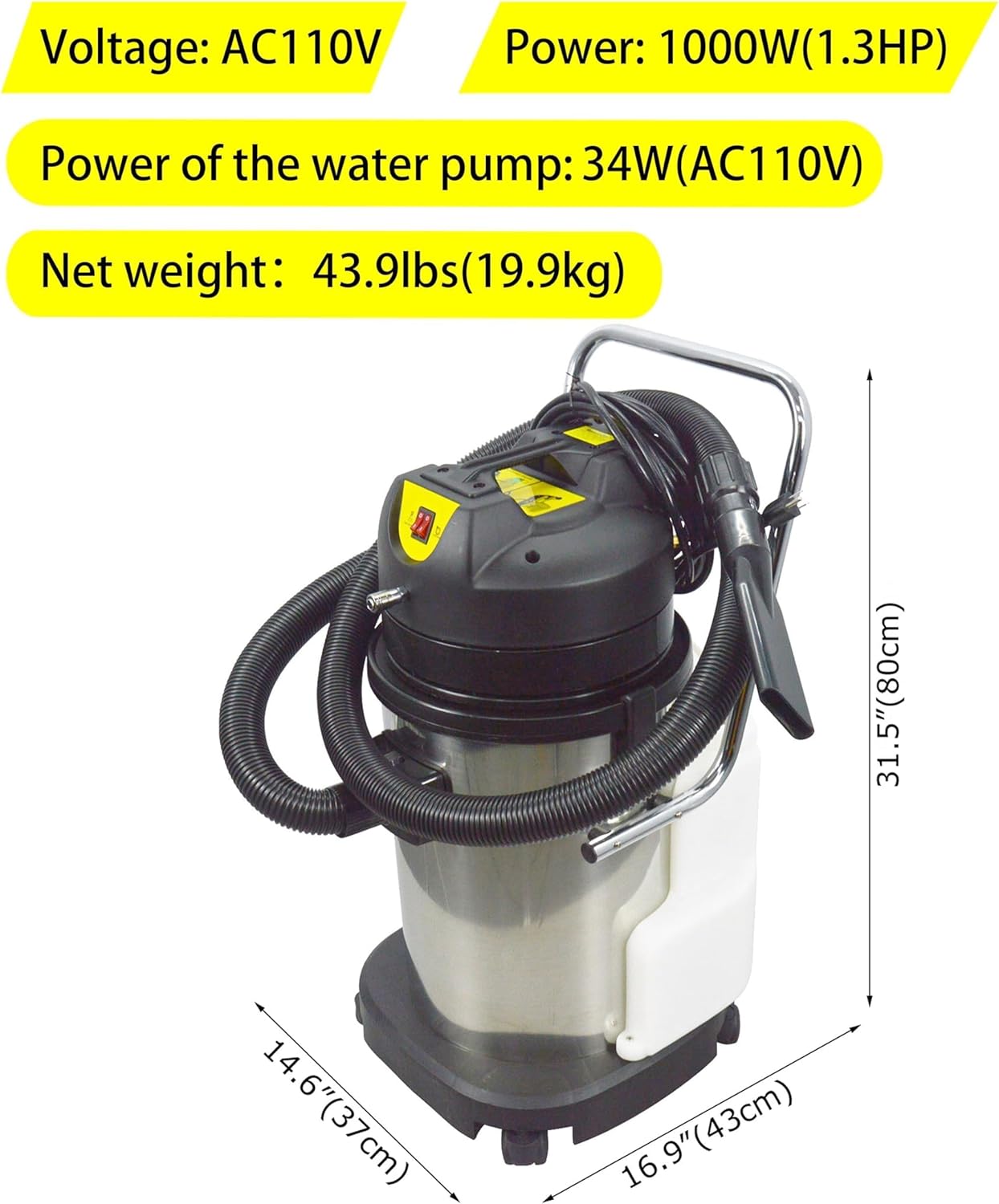 110V Carpet Extractor Machine 3 in 1 Wet Dry Vacuum Cleaner 30L Portable Carpet Cleaning Machine for Home Commercial Use 1000W