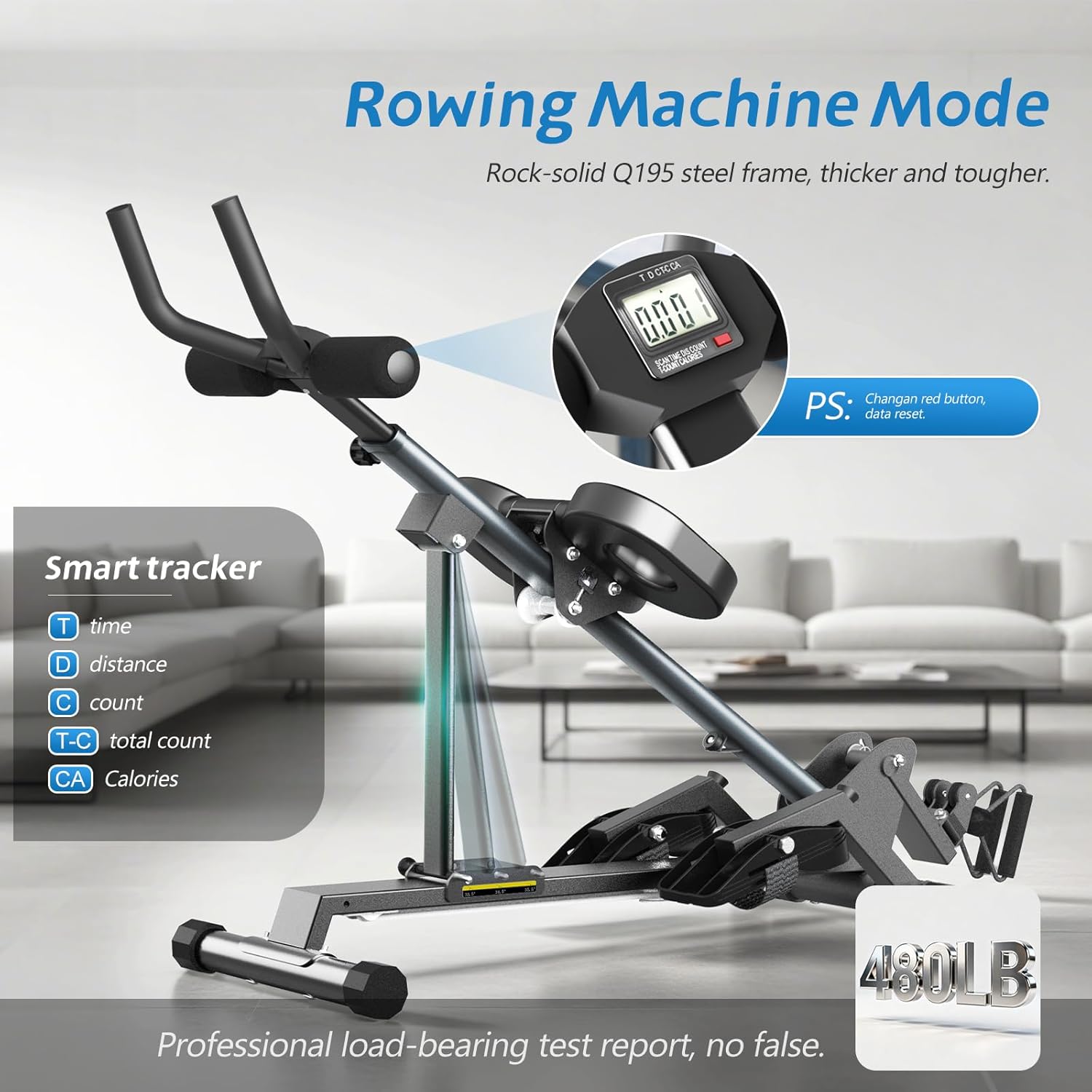 Ab Machine,Rowing Machines for Home,Vitaler 5 in 1 Adjustable Home Gym Equipment with Counter,Quiet & Foldable Best Ab Machine for Home