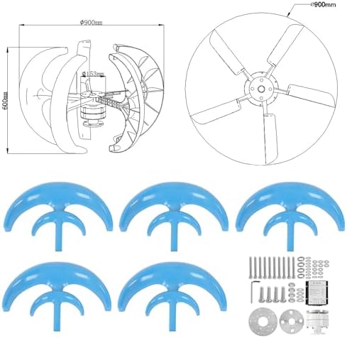 10000W Vertical Wind Turbine with 5 Blades & Controller - Efficient Wind Power Generator for Home & Factory Use, White, 12V Renewable Energy Solution